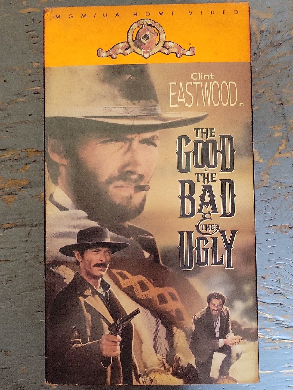 Clint Eastwood "The Good, The Bad & The Ugly" VHS Movie Cover - Yellow/Tan/Black